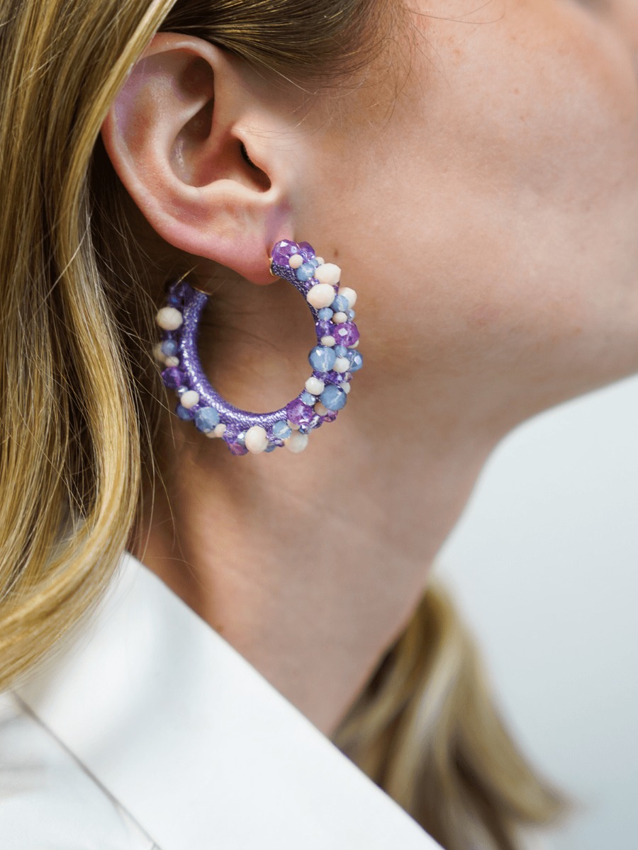 Mixed Paarse Oorbellen Brecht Glassberry Creool