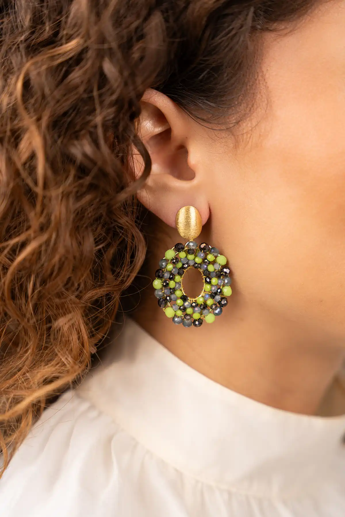 Brown mix earrings Mia oval S