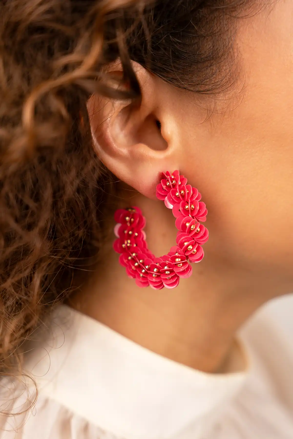 Coral earrings sequin creole Mlott-theme.productDescriptionPage.SEO.byTheBrand