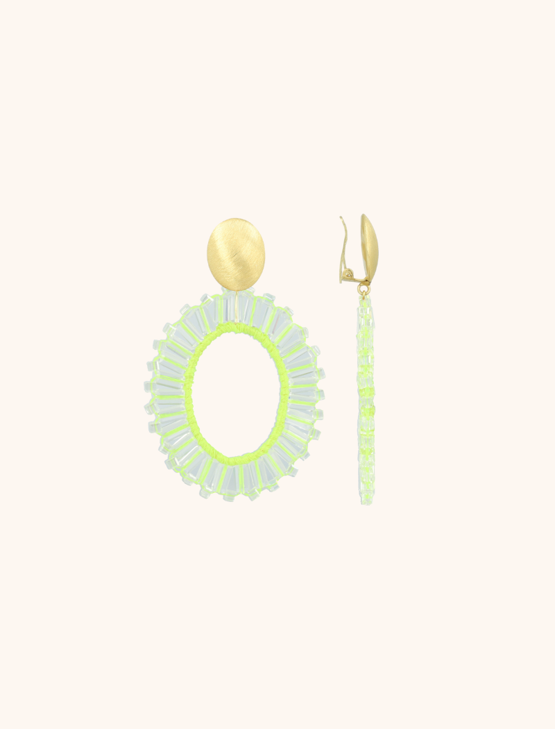 Lime earrings Naomi oval M tonal clip