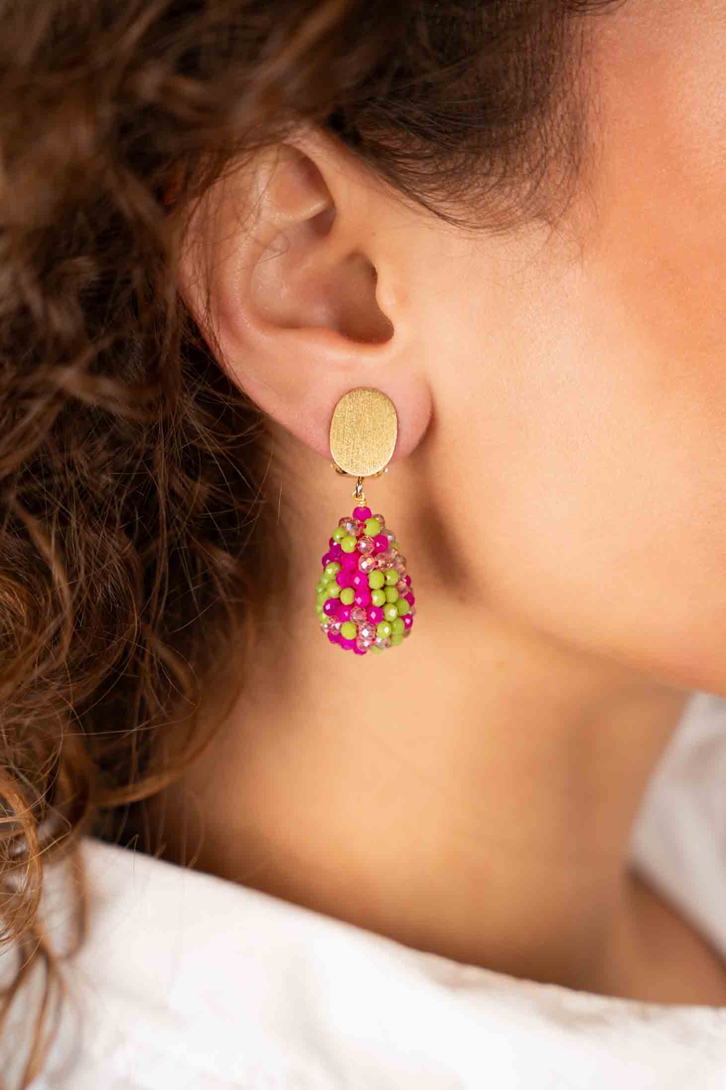 Fuchsia Lime Oorbellen Amy Cone XS Clip