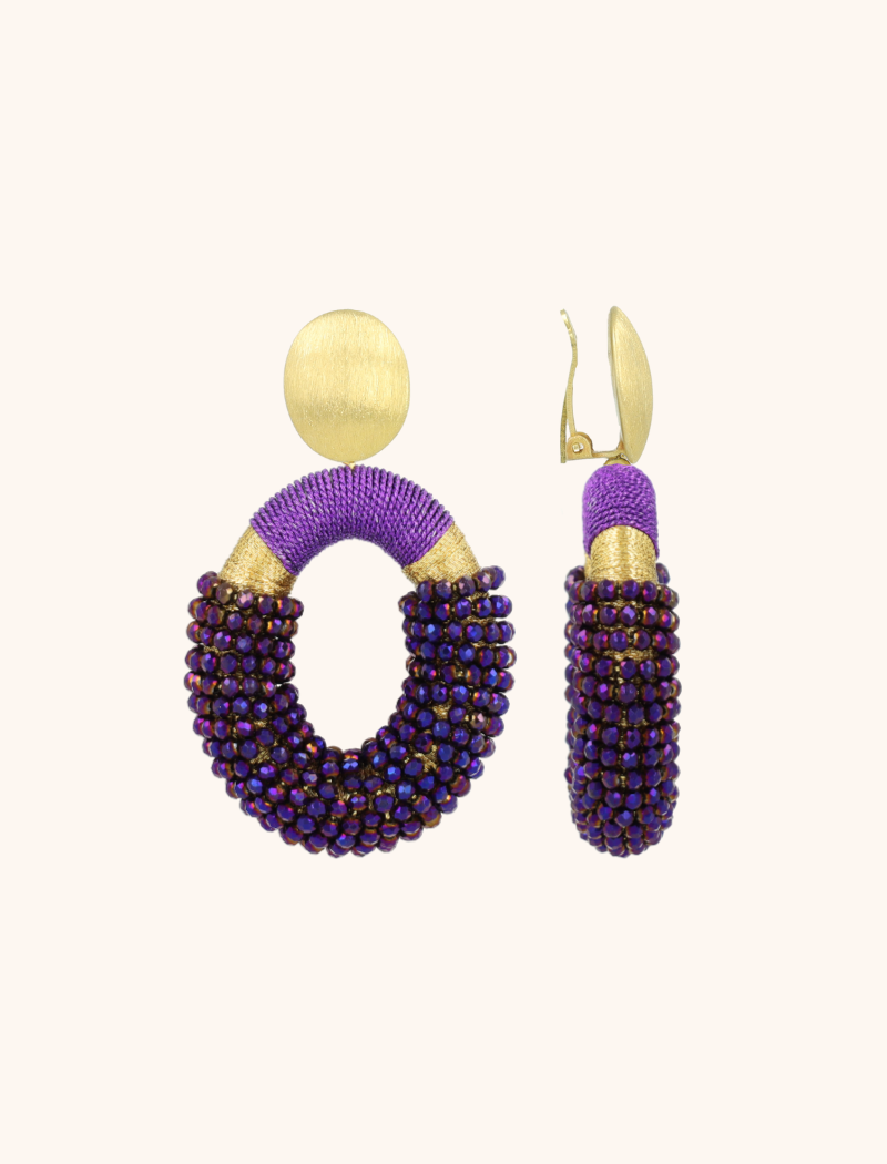 Metallic Purple Oorbellen Yara Combi Oval L Clip