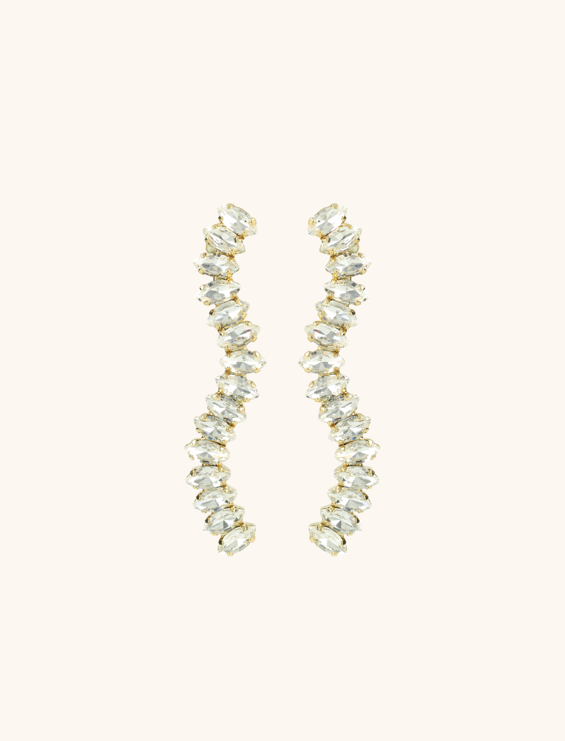 Crystal Strass Earrings Single Waterfall Saar