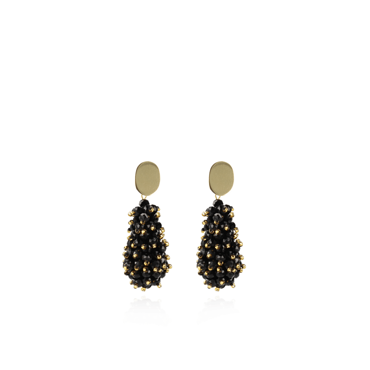 Zwart Gouden oorbellen Glassberry Cone Double Stones