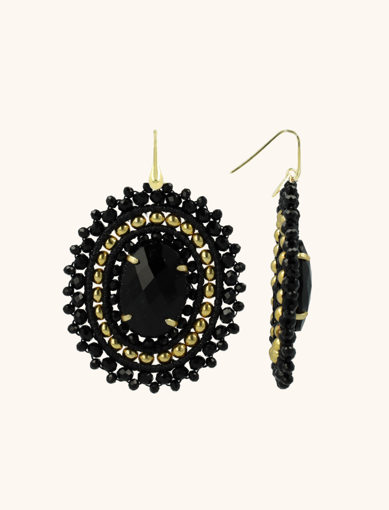 Black/Gold Earrings Jamie Oval L