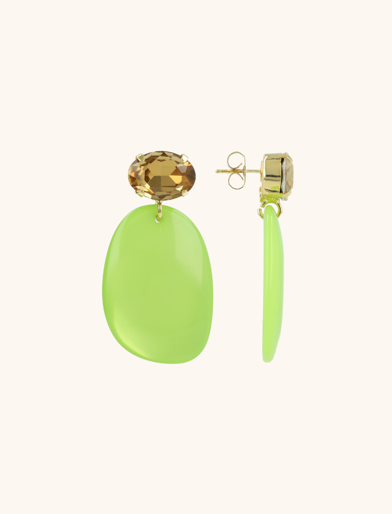 Lime earrings Aurora oval L rhinestone