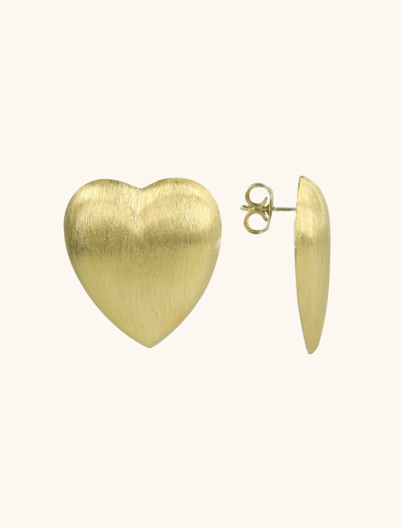 Classic Earrings Brushed Stud Heart XL