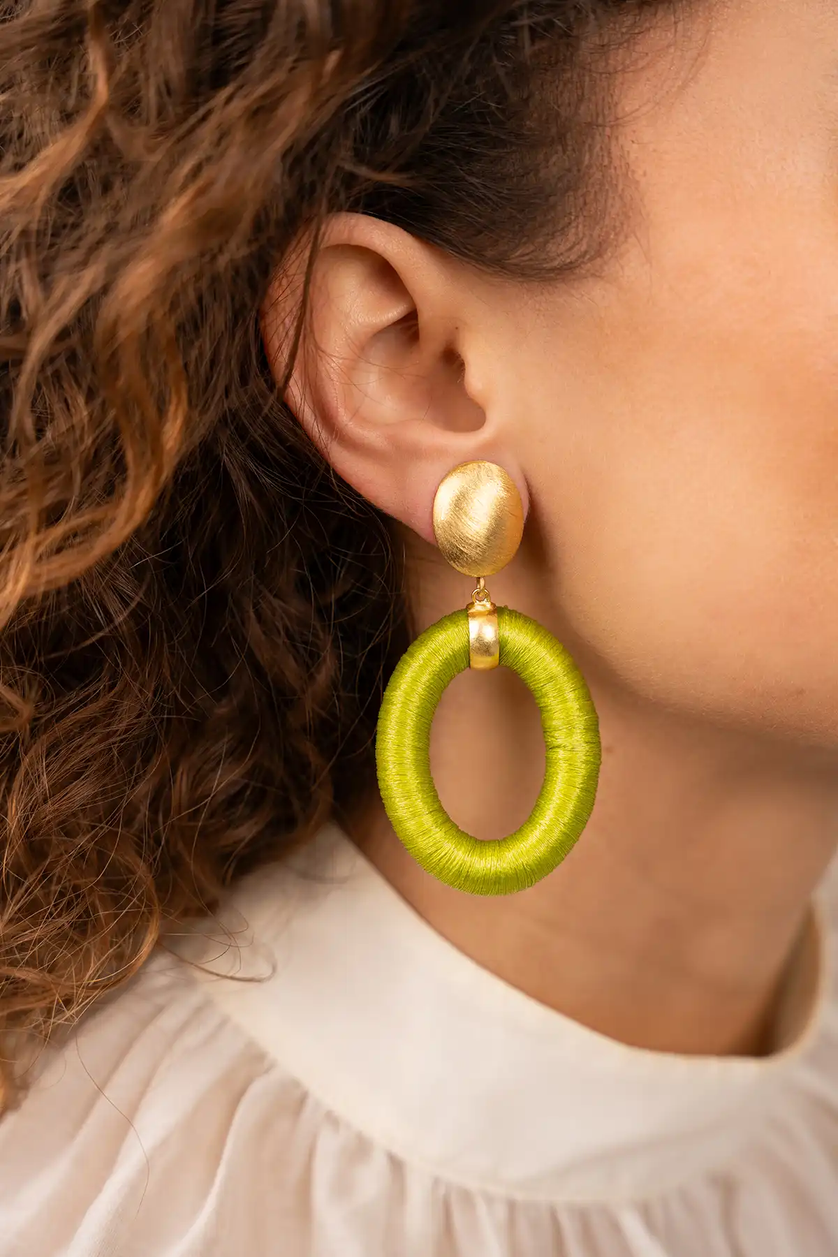 Lime earrings Faye oval L clip