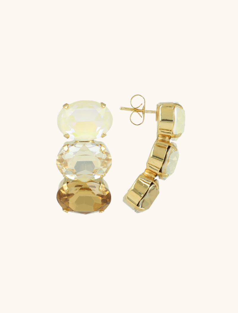 Shadow Mix Earrings Gracia Vertical Oval Three Stones  