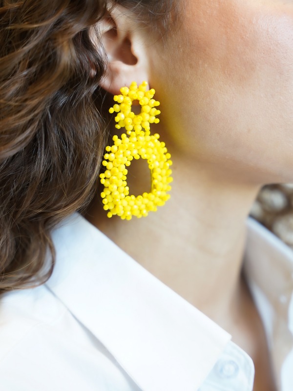 Yellow earrings Rifka Glassberry square