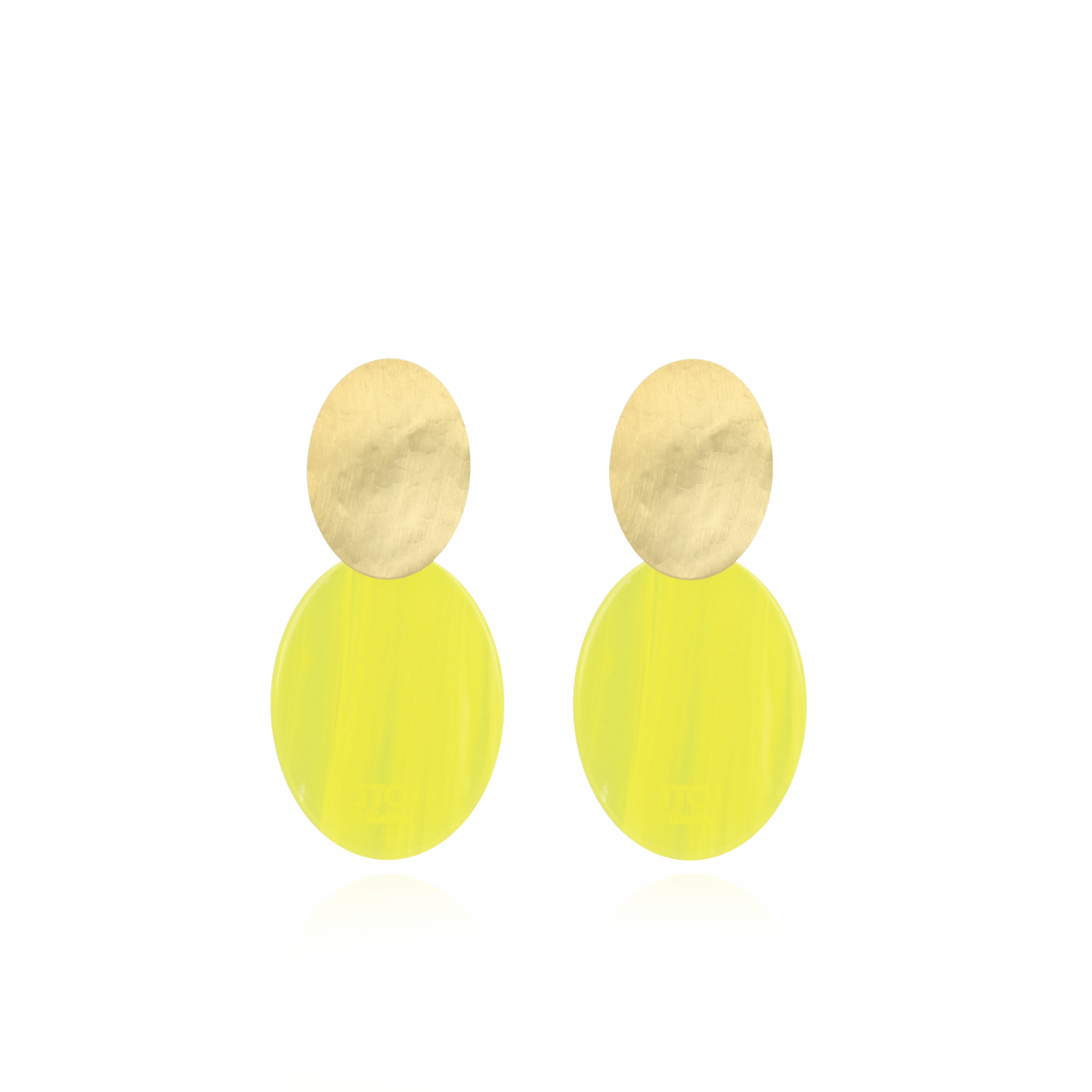 Resin Closed Oval S Sparkling Yellow oorbellen