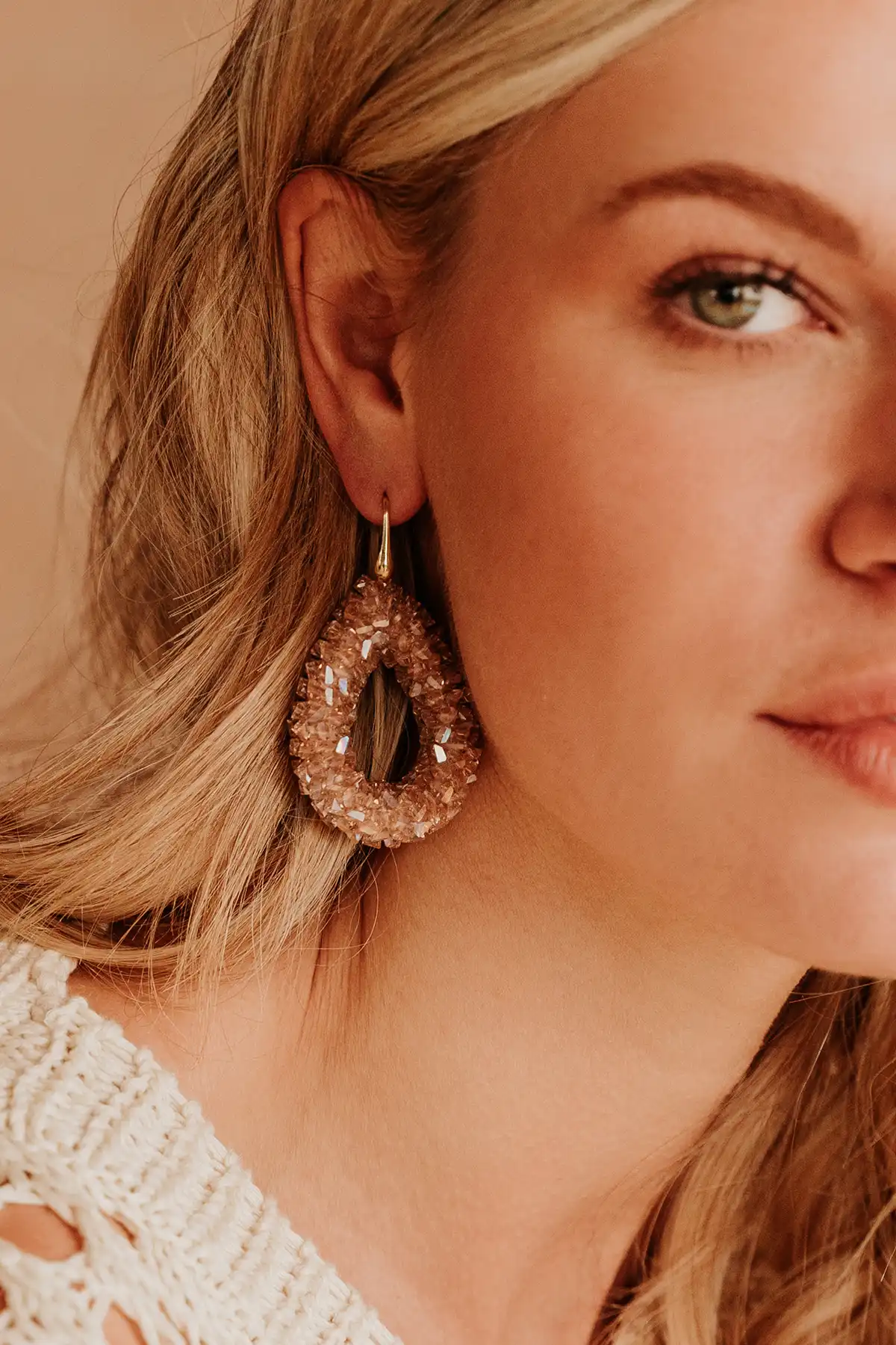 Champagne Earrings Marieke Drop L Raw