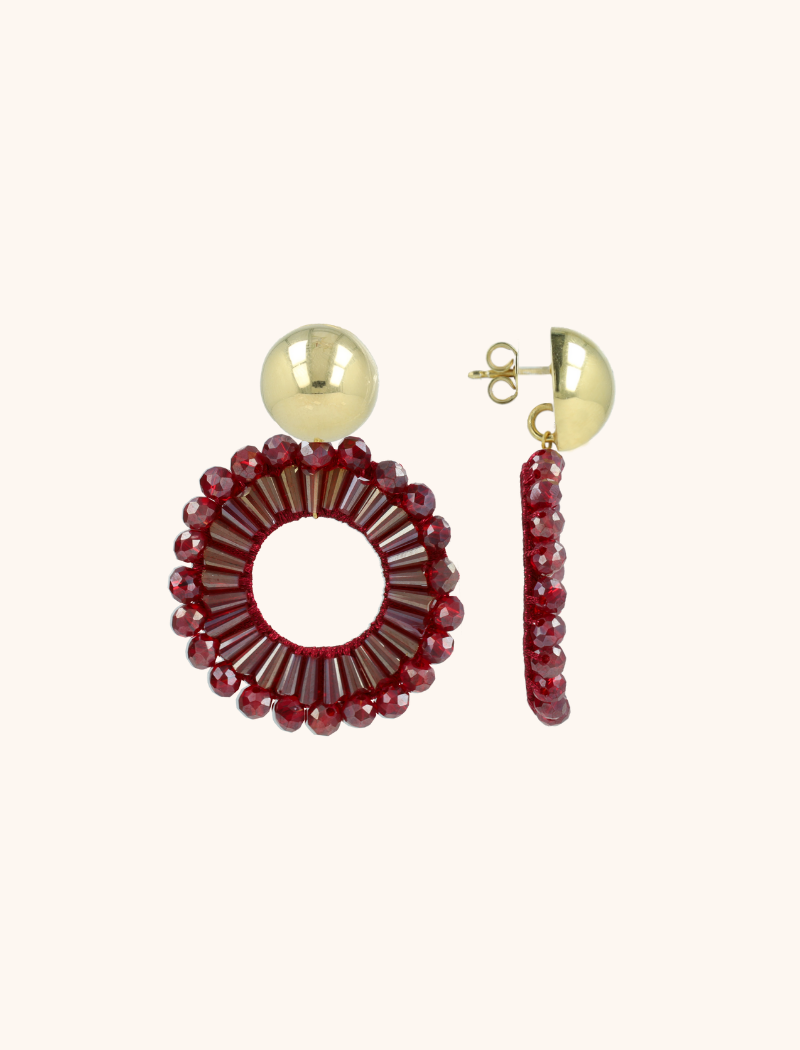 Red Wine Oorbellen Ann-Mary Open Cirkel Double Beadslott-theme.productDescriptionPage.SEO.byTheBrand