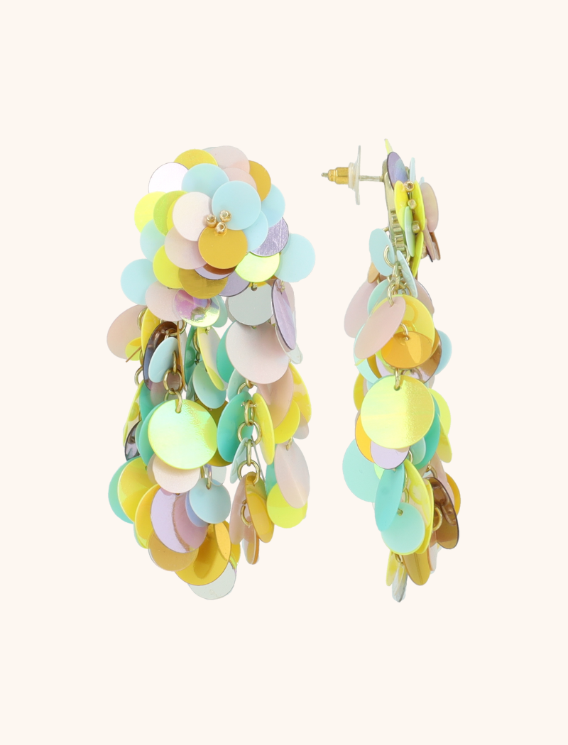 Yellow/Lavender/Mint Earrings Mira Sequin Wild Waterfall  