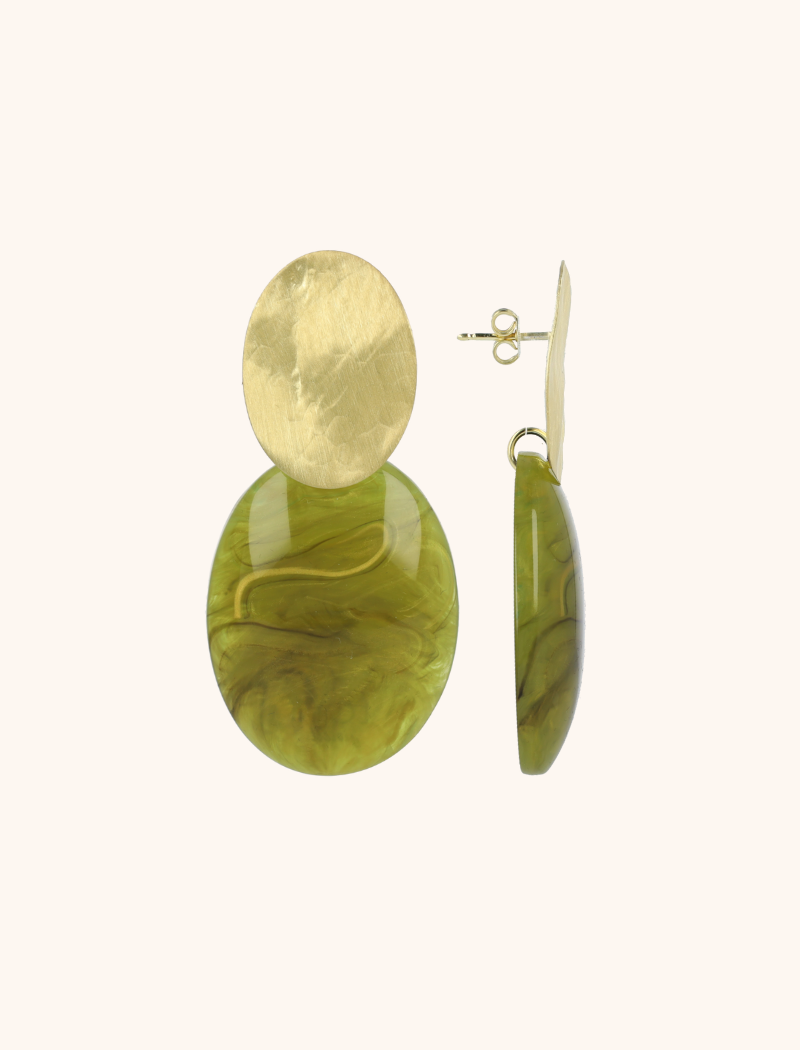 Cool Green Earrings Sirius Closed Bugle Oval S