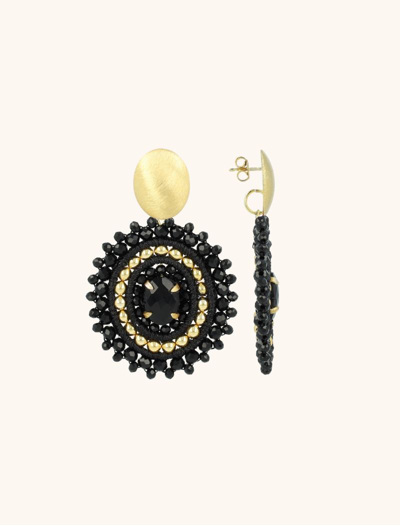 Gold-tone Black Earrings Jamie Oval M With Stone