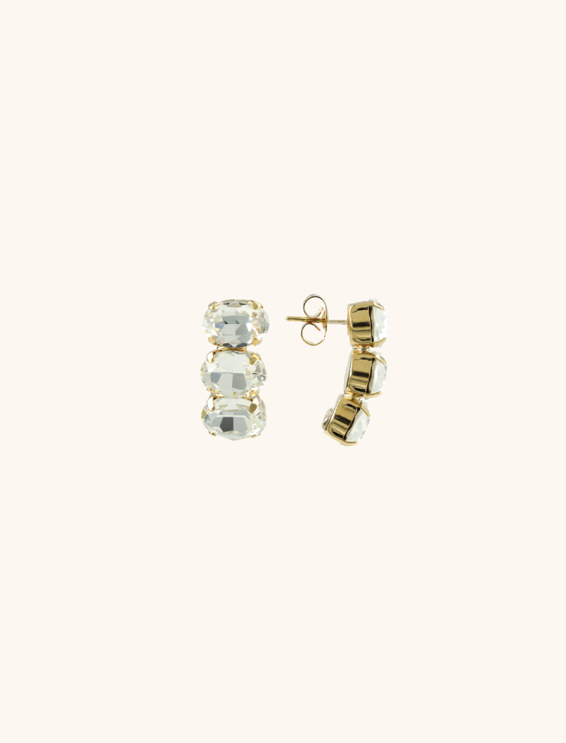 Crystal Earrings Gracia Vertical Oval 3 Stones S