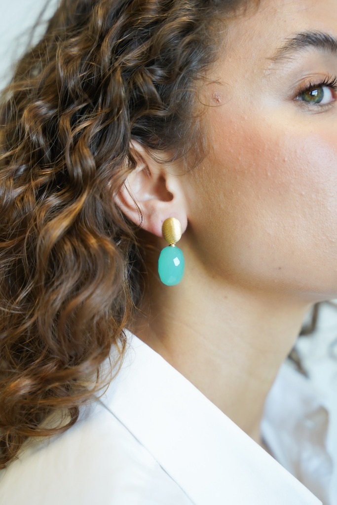Licht turquoise oorbellen Romijn Quartz M