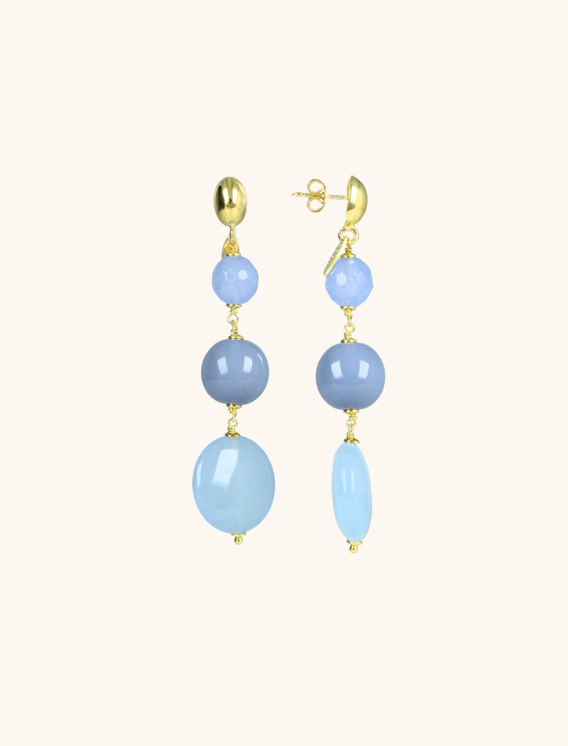 Frosty Blue Earrings Fall Fantasia Three Stones