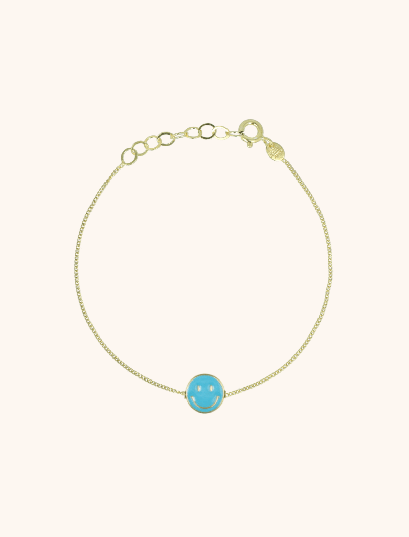 Smiley armband emaille turquoise