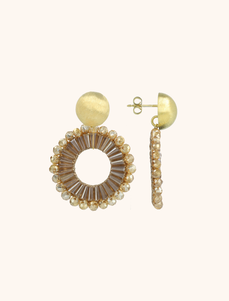 Champagne Earrings Ann-Mary Open Circle Double Beads