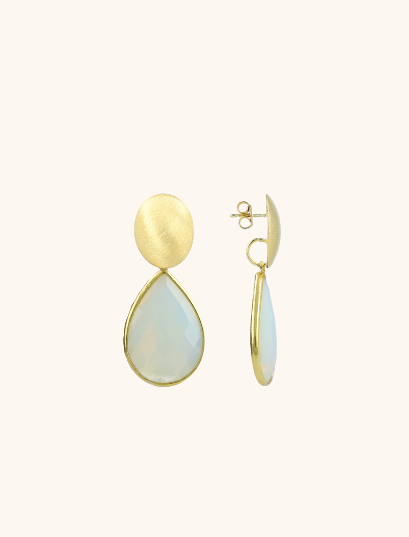 Ice Blue Earrings Framed Drop L