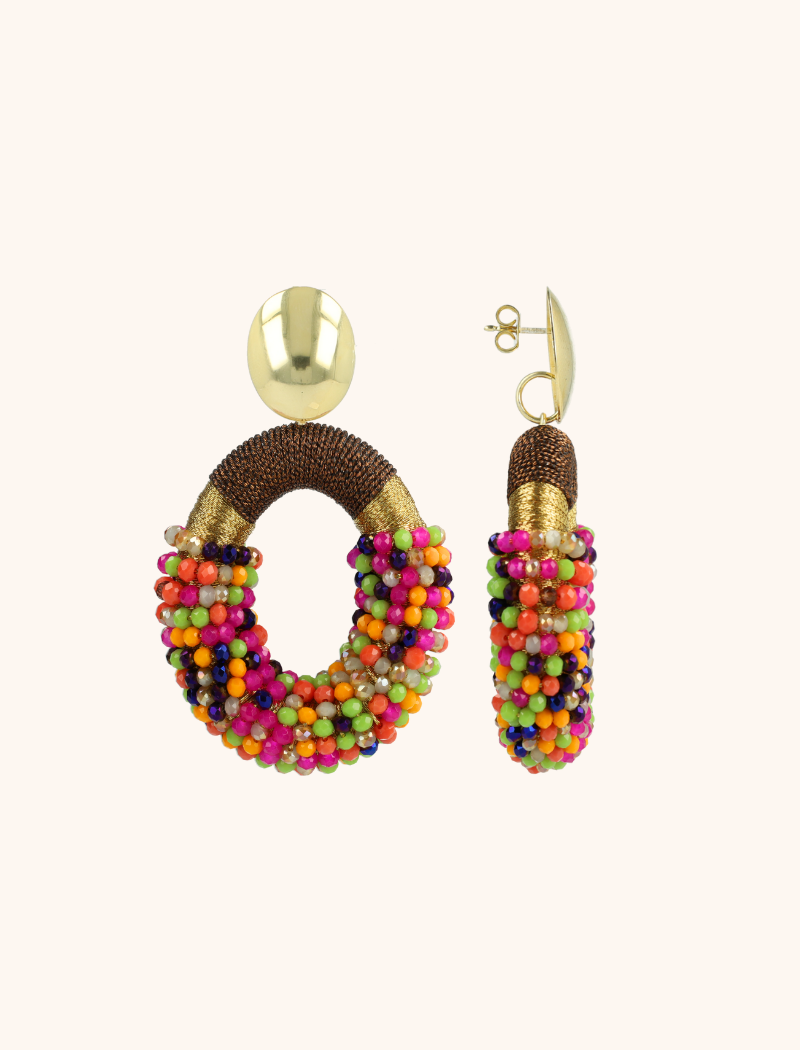 Brown Fuchsia Earrings Yara Oval L