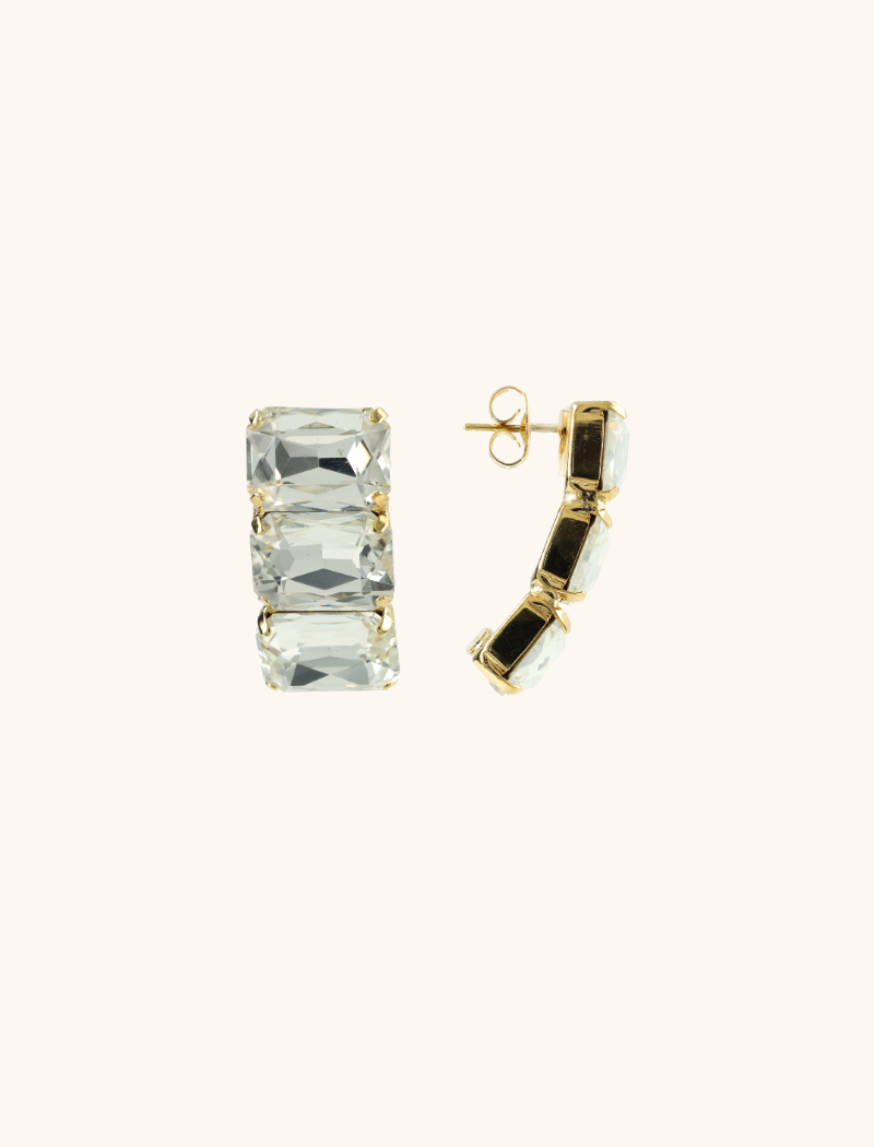 Crystal Earrings Amaya Curved Waterfall 3 Stones M