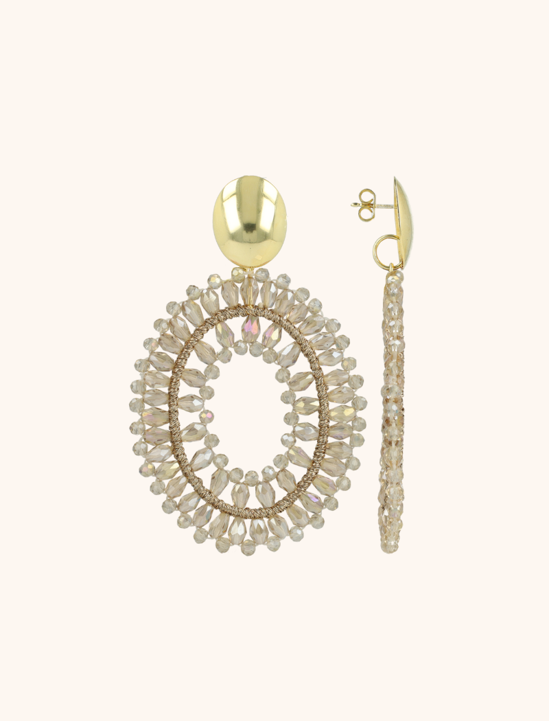 Champagne Earrings Noa Open Oval Double L