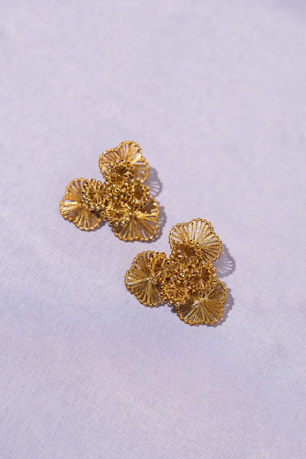 Gold Earrings Aster Flower L  