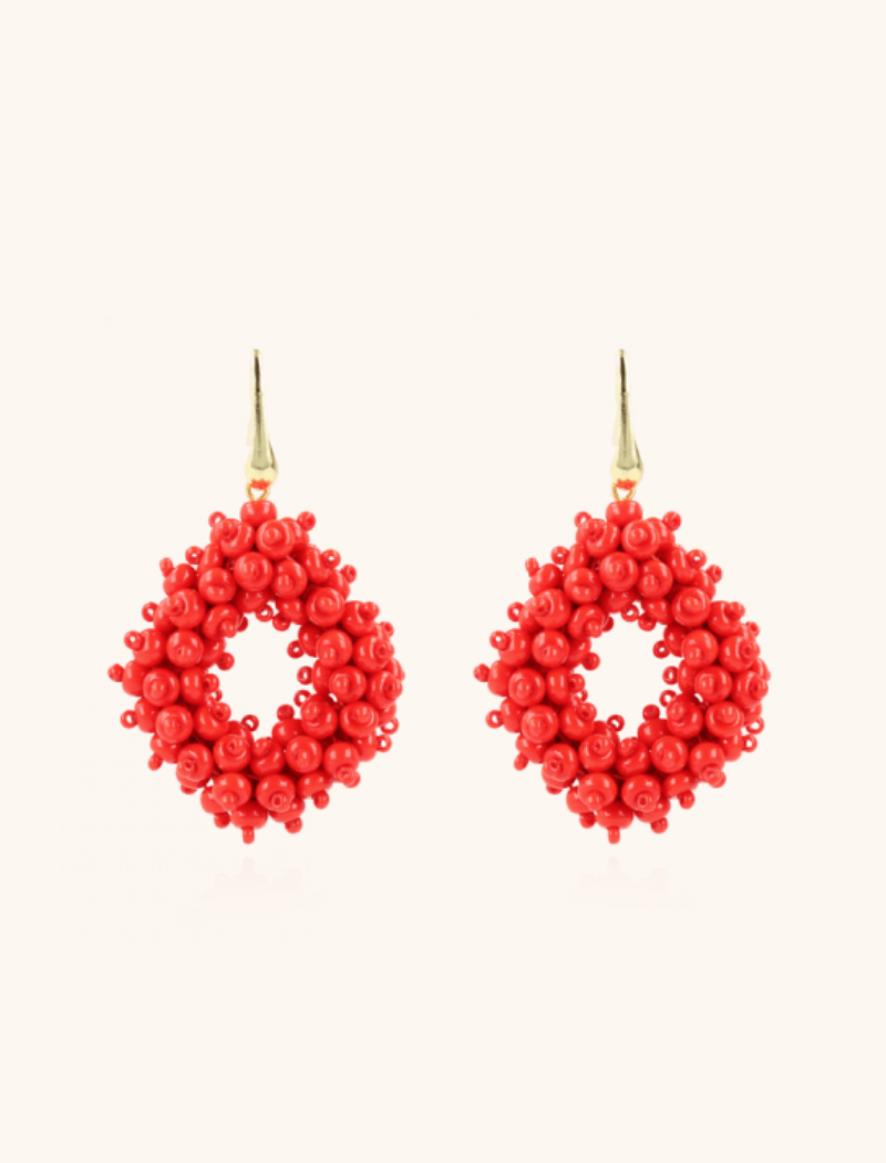 Red earrings holly double stones glassberry ace M 