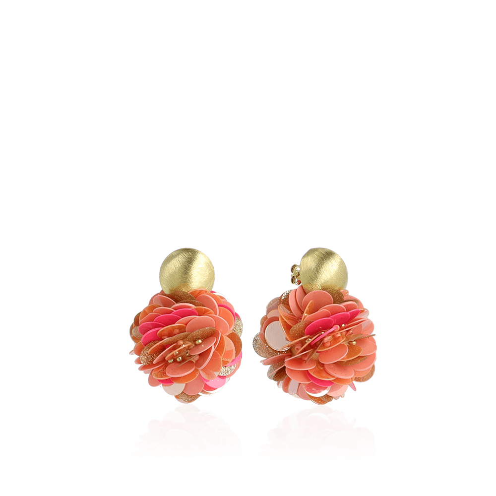 Sequin oorbellen Fuchsia Tangerine Laure Globe L