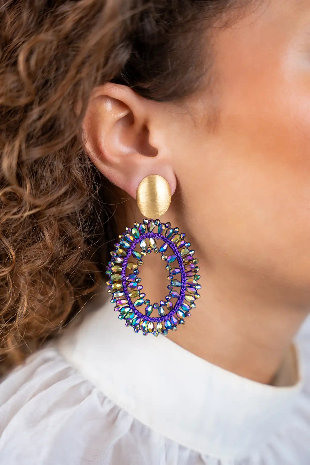 Disco Purple Earrings Noa Oval L