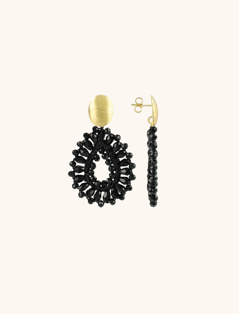 Black Crystal Earrings Drop S