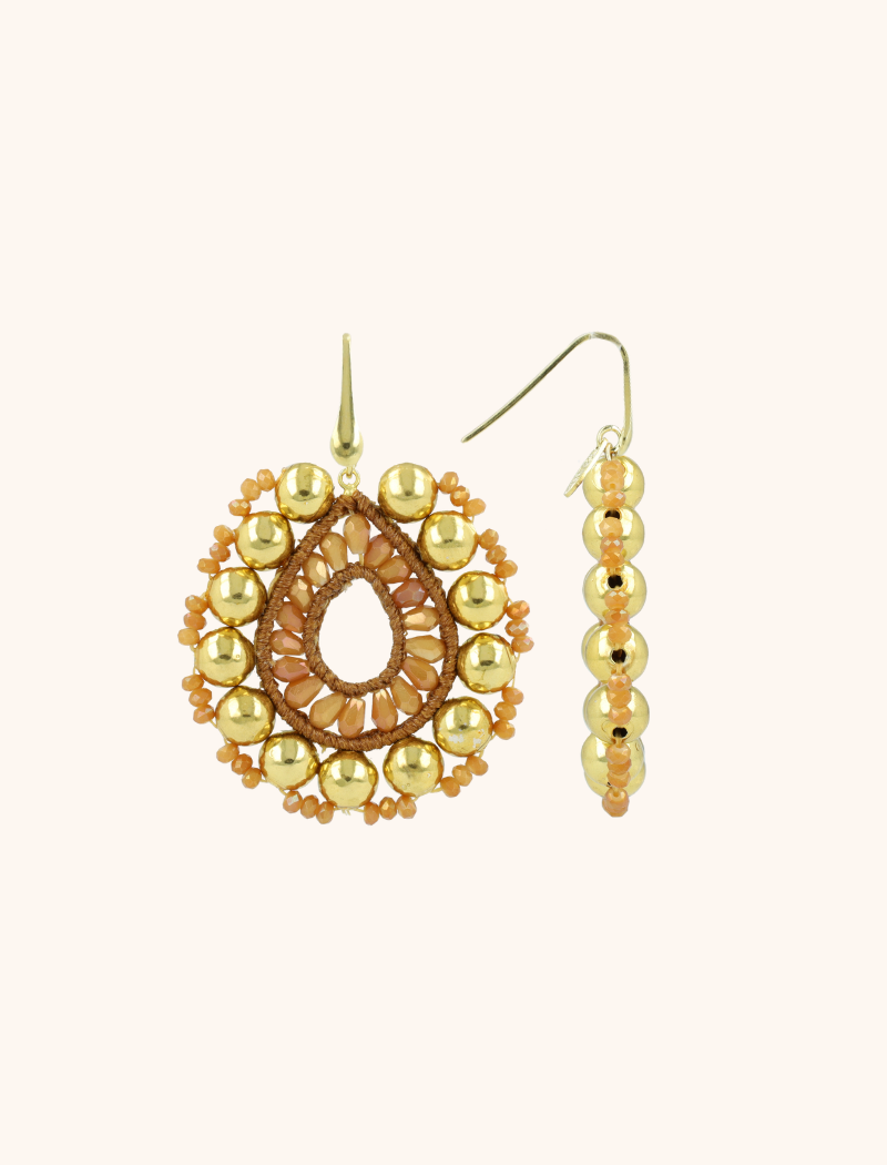 Brown and gold earrings Fox drop S