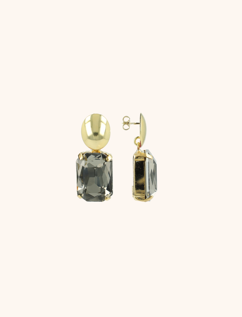 Black Diamond Earrings Denise Rectangle M