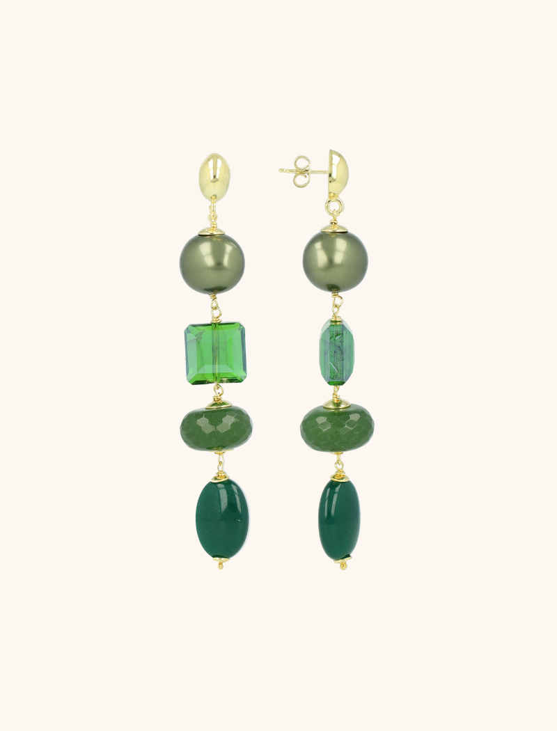 Groene Oorbellen Fall Fantasia Four Stones