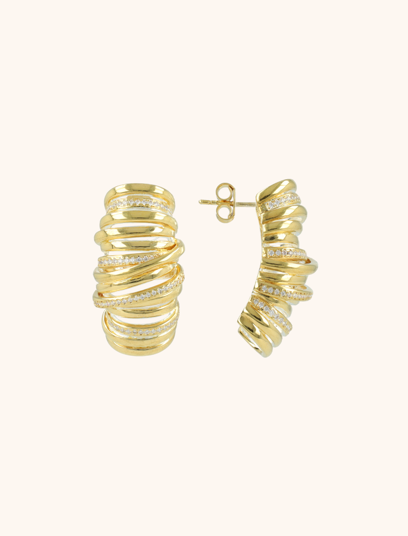 Classic Earring Croissant Stone