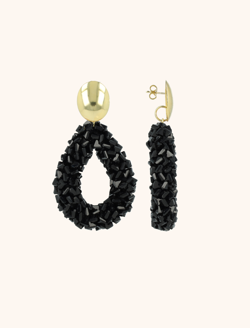 Black Earrings Marieke Drop L Raw