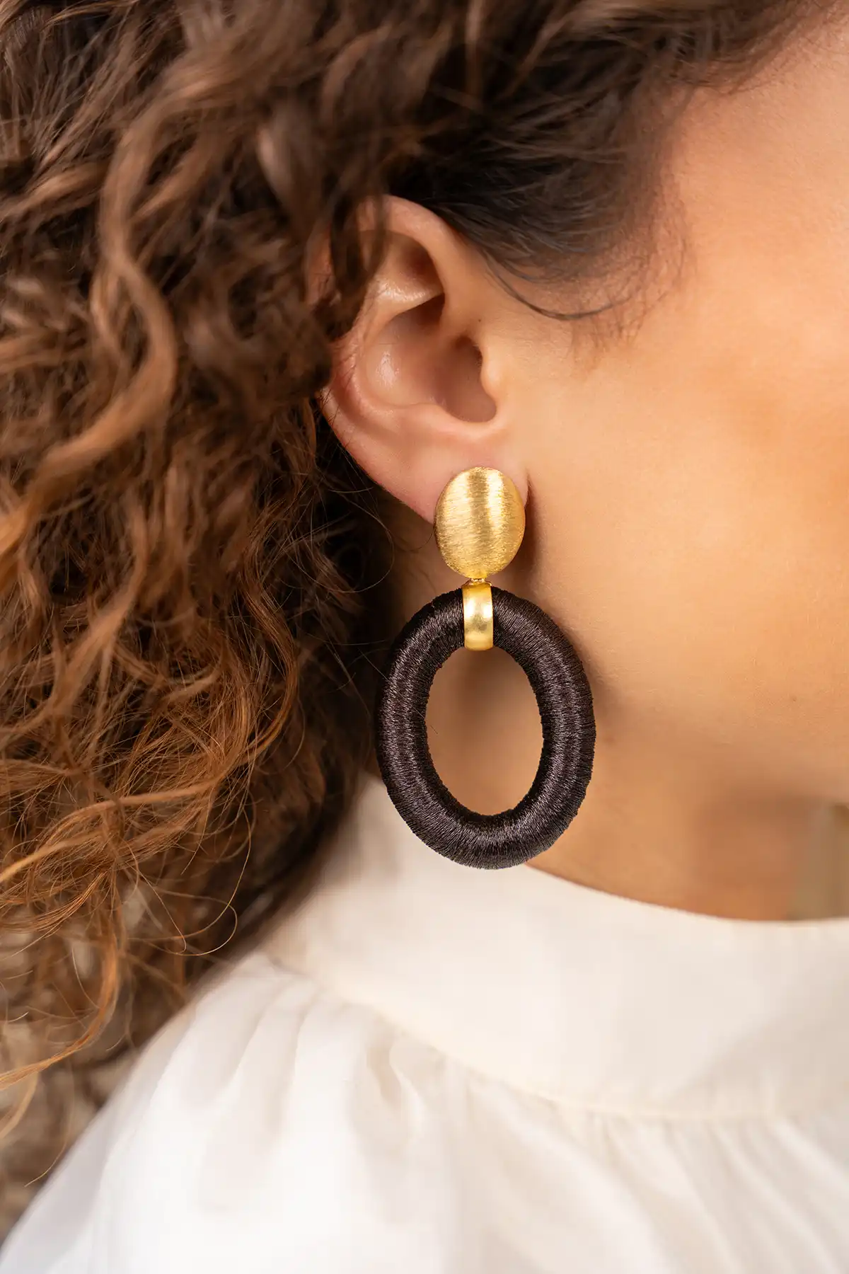 Brown earrings Faye oval L