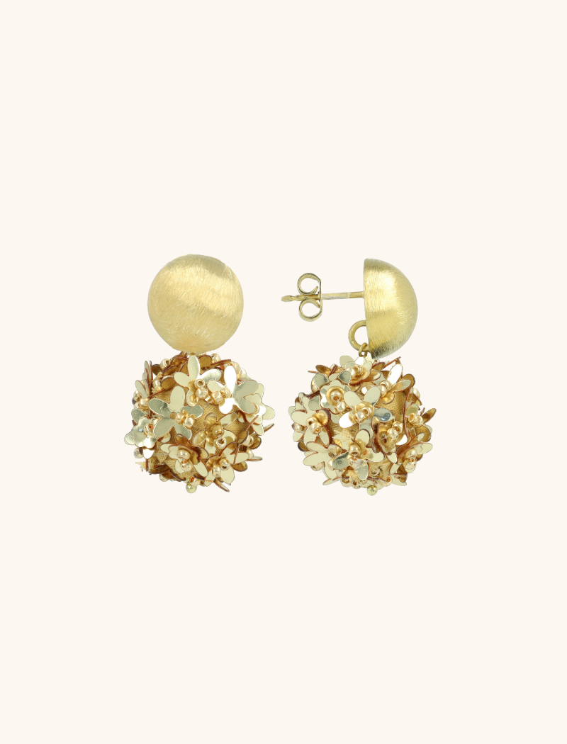 Gold Sequin Earrings Daisy Flower Globe M