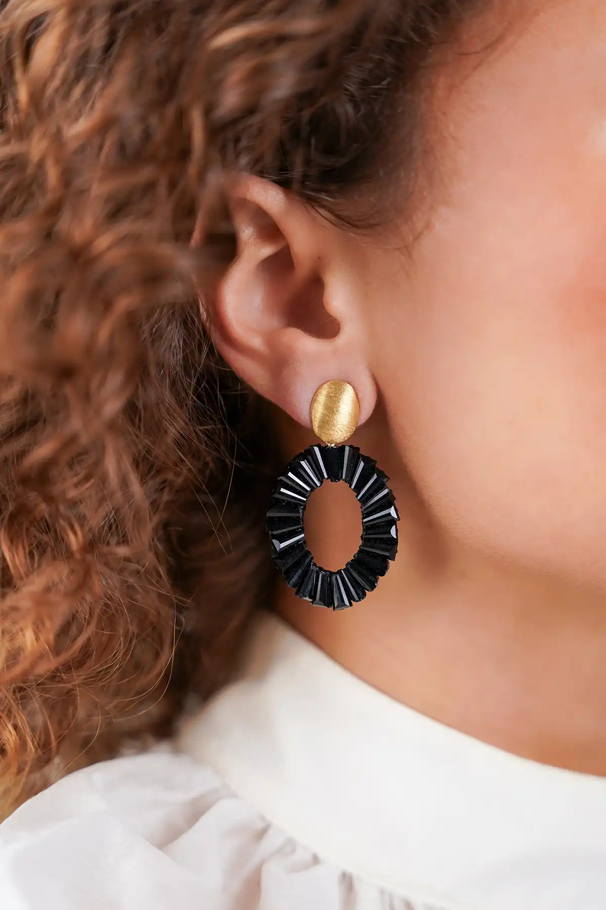 Black Earrings Danee Oval