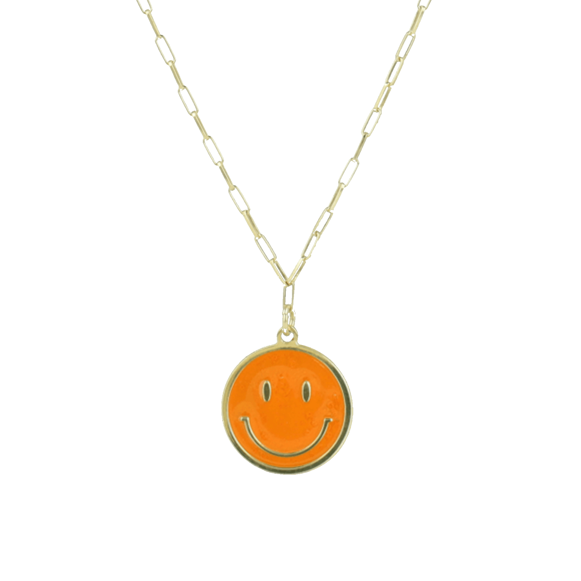 Smiley ketting emaille oranje