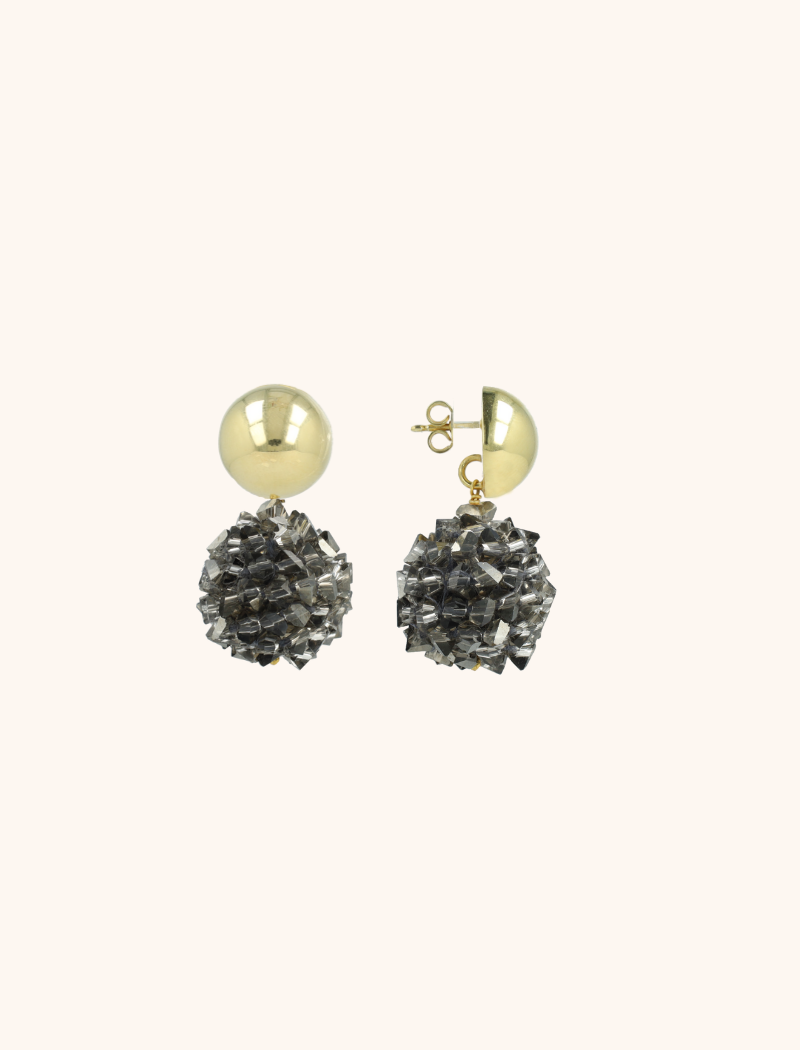 Frosty Grey Earrings Globe S Raw