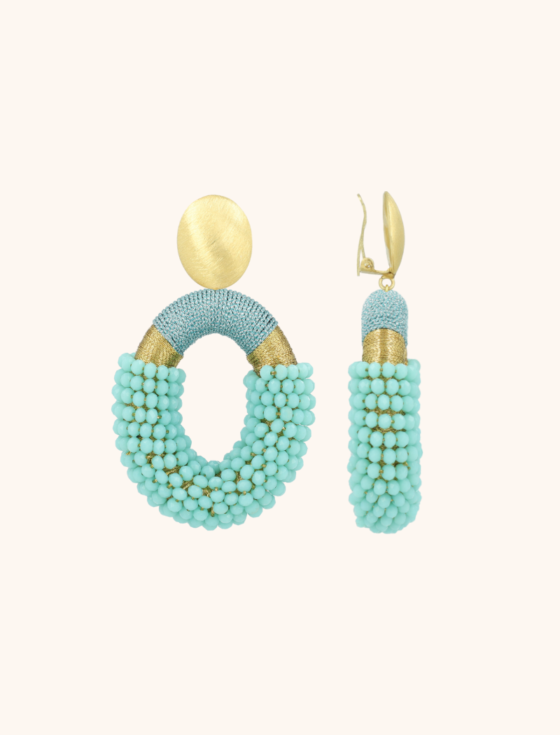 Aquamarine Earrings Yara Combi Oval L Clip