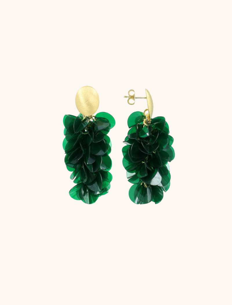 Bright Green Sequin Snake Earrings M