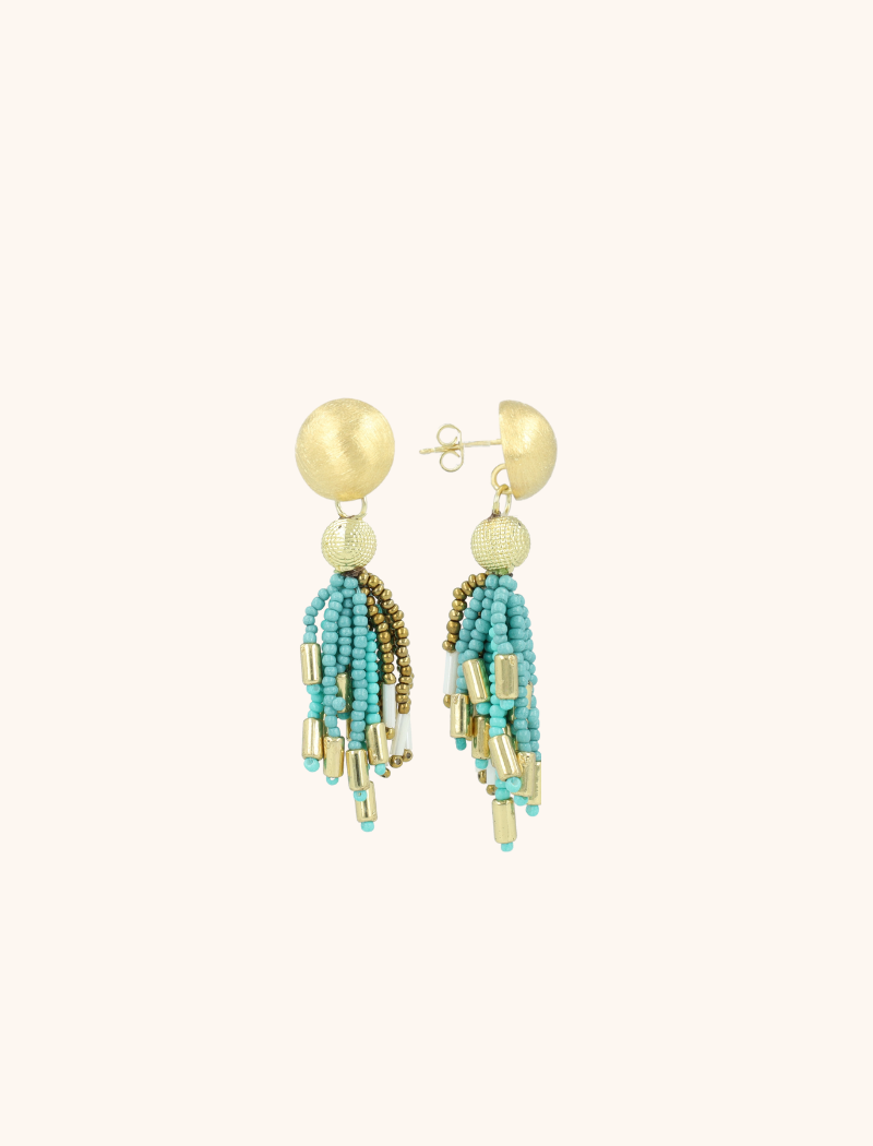 Blauwe oorbellen fantasy tassle S