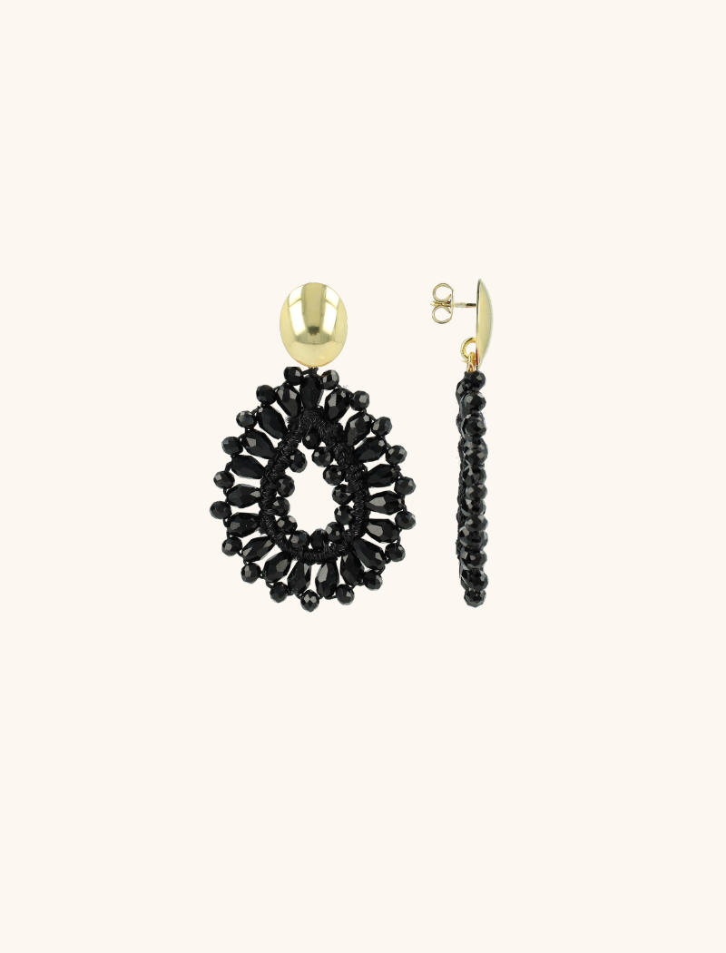 Black Crystal Earrings Drop S