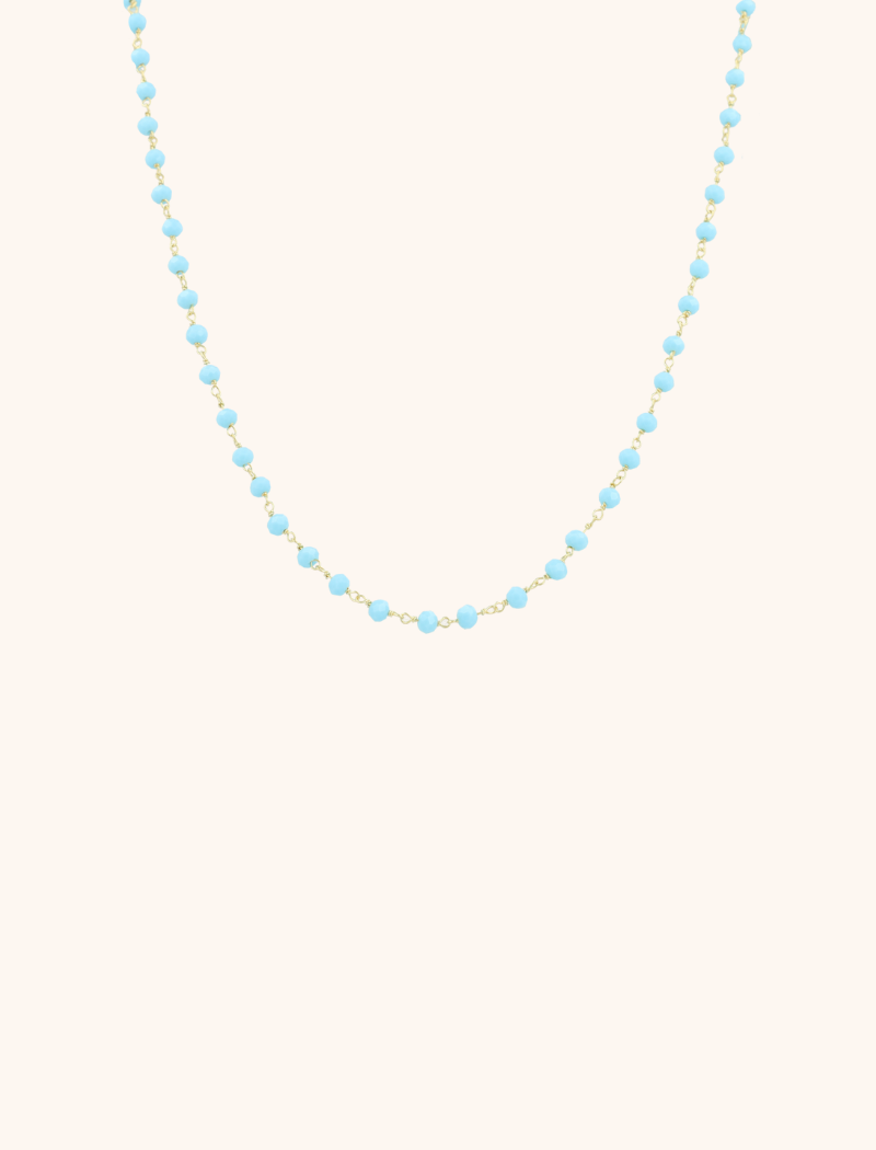 Gold Necklace Rosary Aquamarine