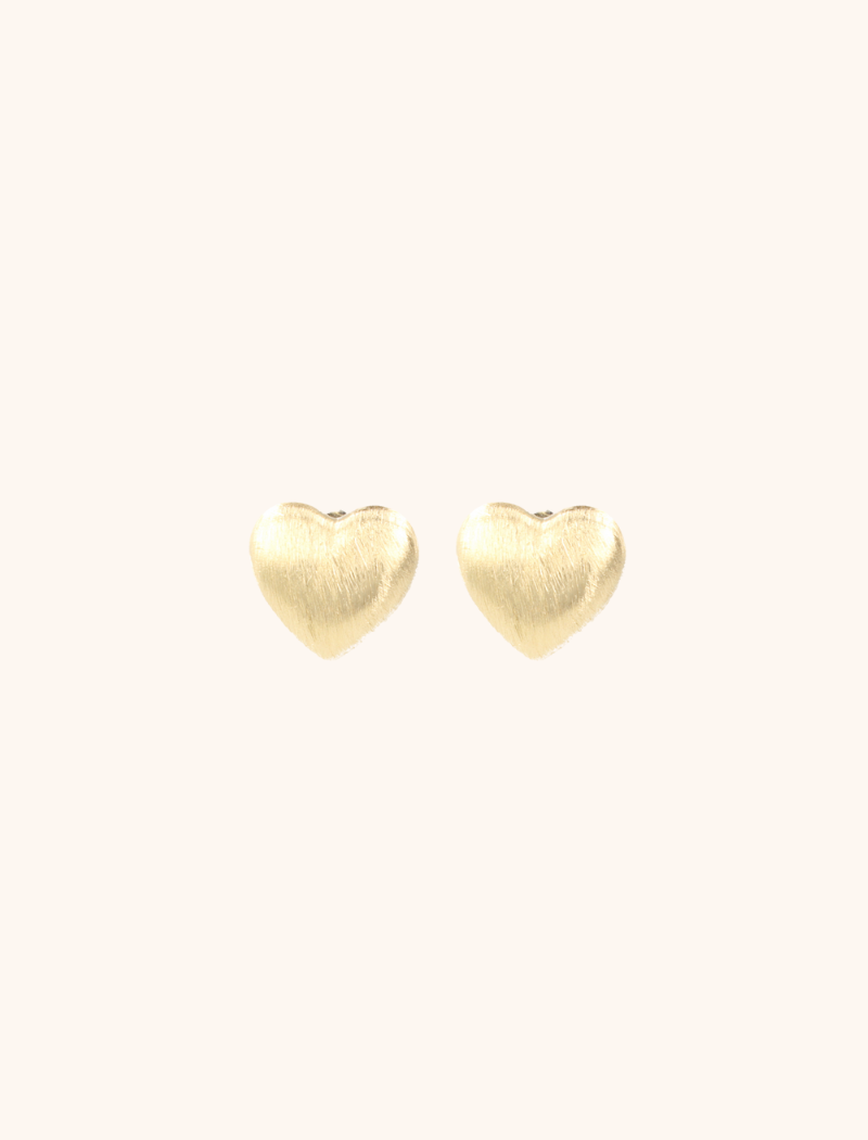  Stud Earrings Brushed Heart